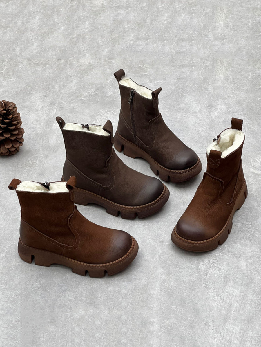 Bottes en cuir doublées de laine pour Femmes