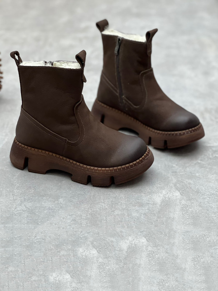 Bottes en cuir doublées de laine pour Femmes