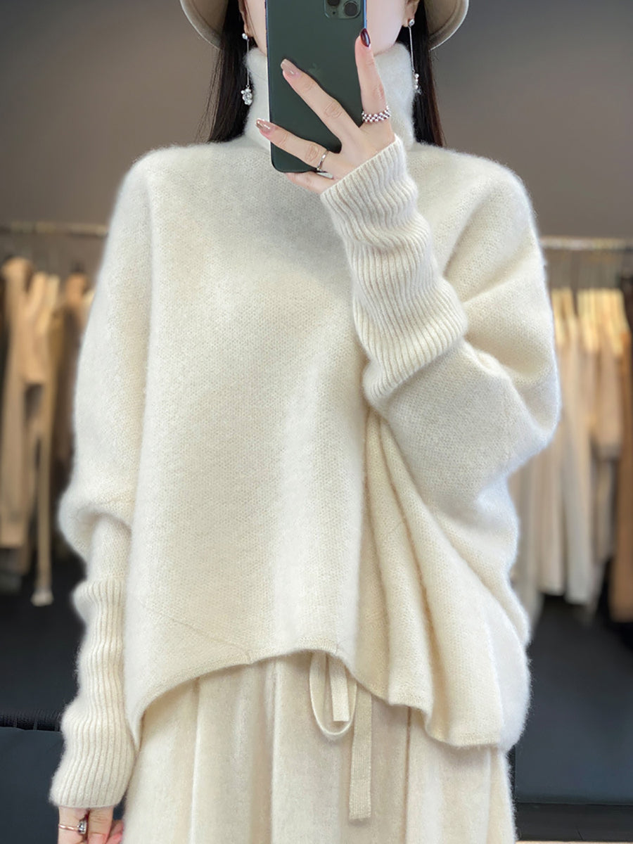 Pull Ample en Laine à Col Roulé pour Femme