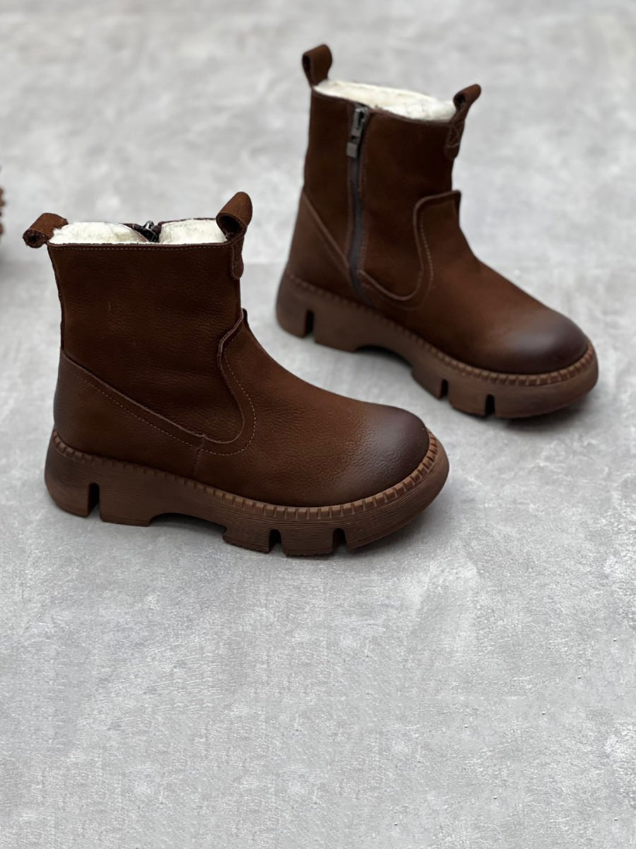 Bottes en cuir doublées de laine pour Femmes