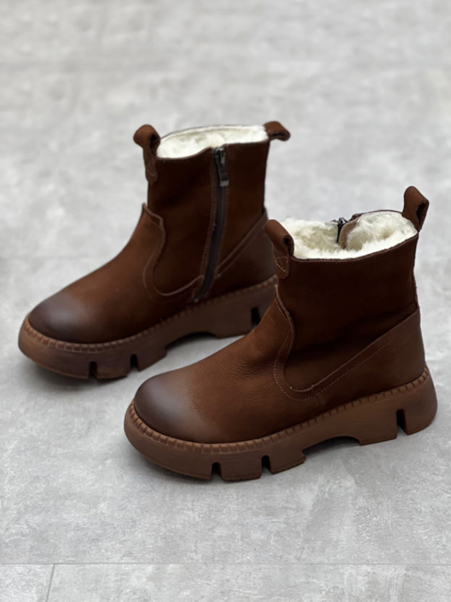 Bottes en cuir doublées de laine pour Femmes