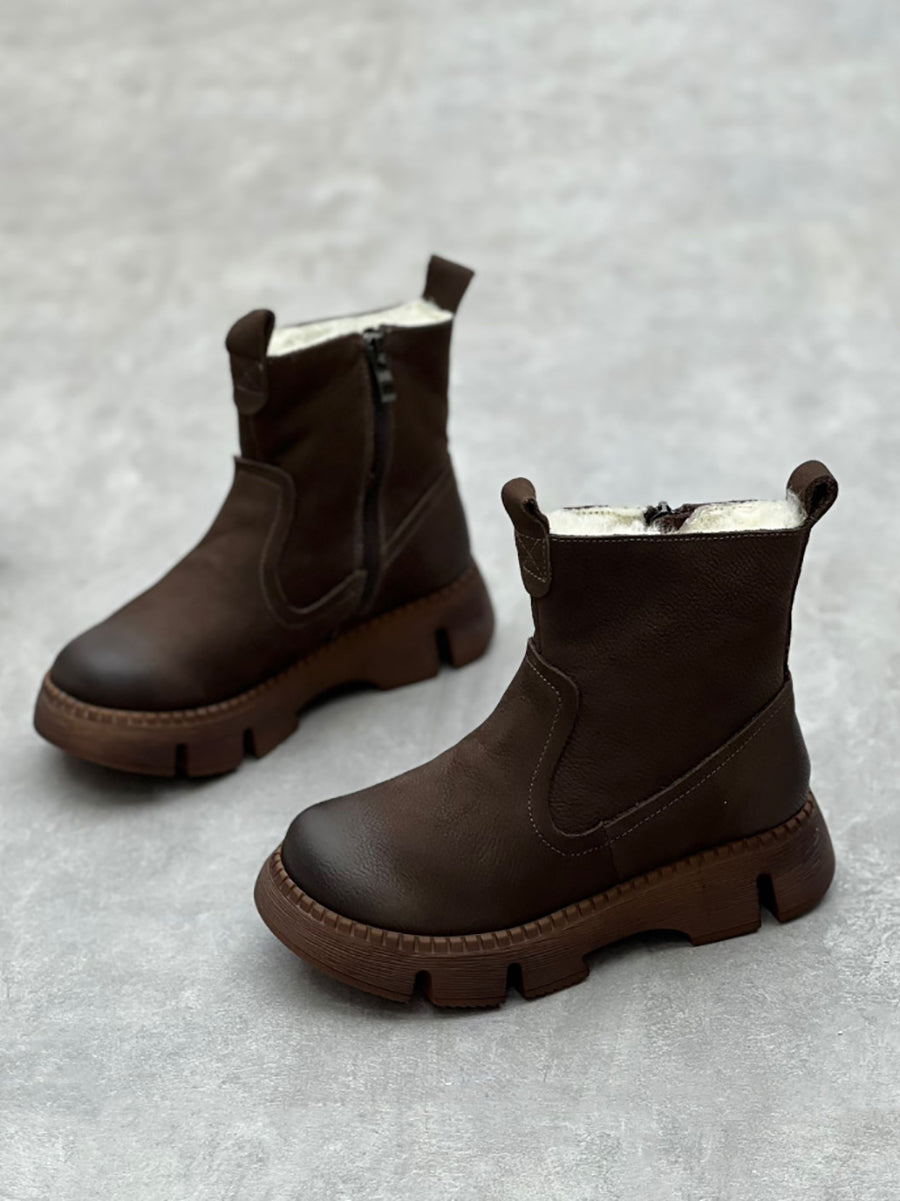 Bottes en cuir doublées de laine pour Femmes