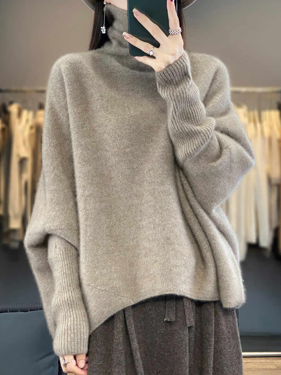 Pull Ample en Laine à Col Roulé pour Femme