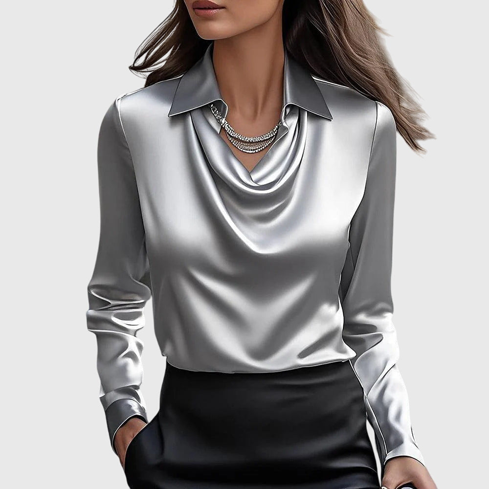 Blouse Satin à Manches Longues pour Femmes
