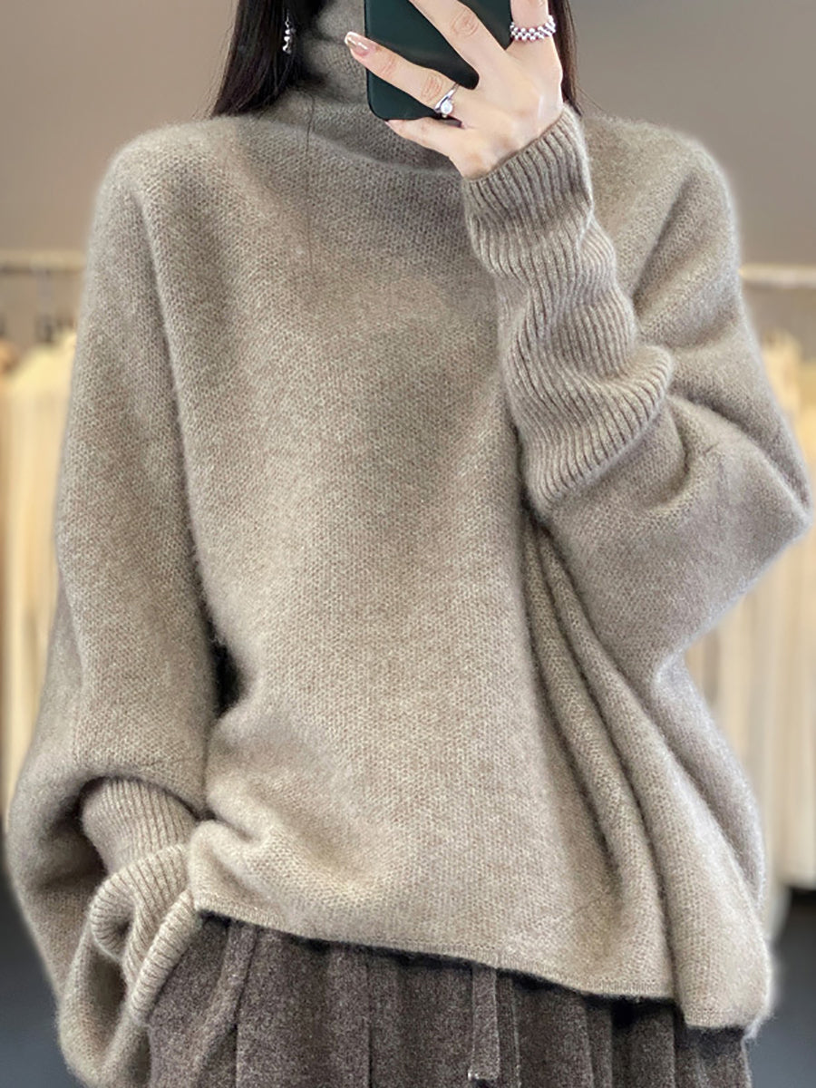 Pull Ample en Laine à Col Roulé pour Femme
