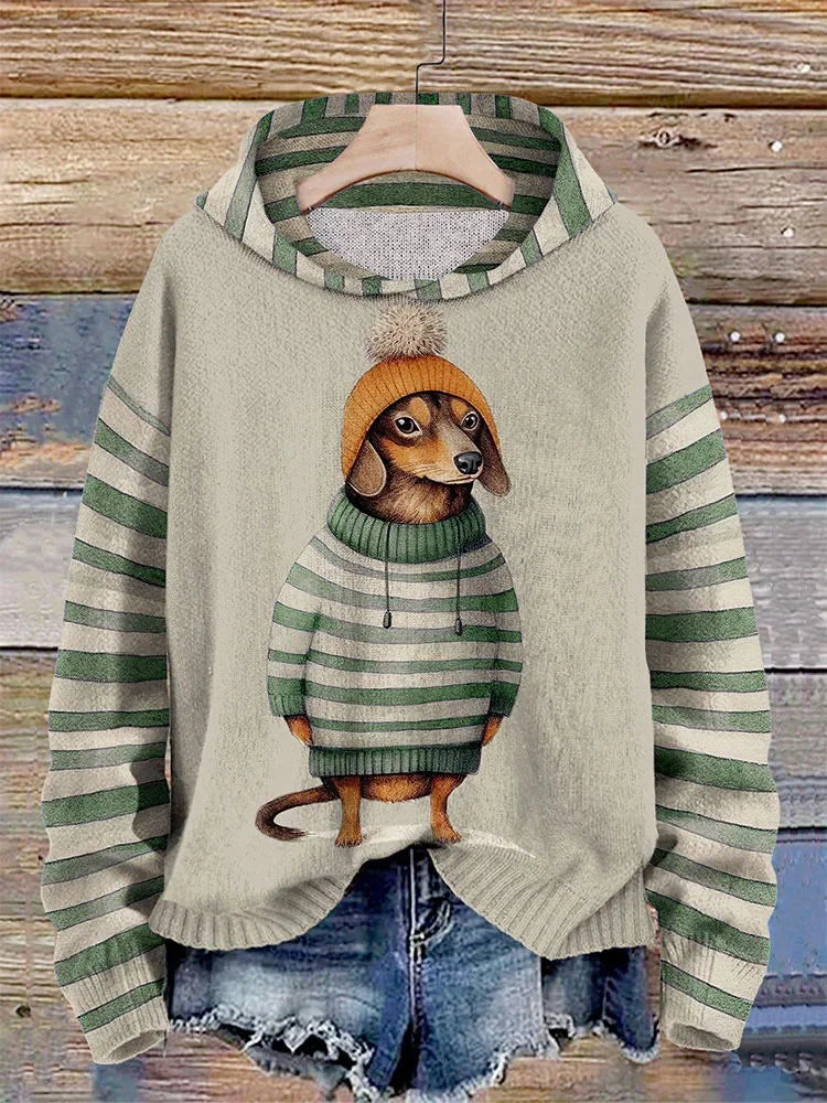 Sweat à Capuche Décontracté à Motif de Chien pour Femmes