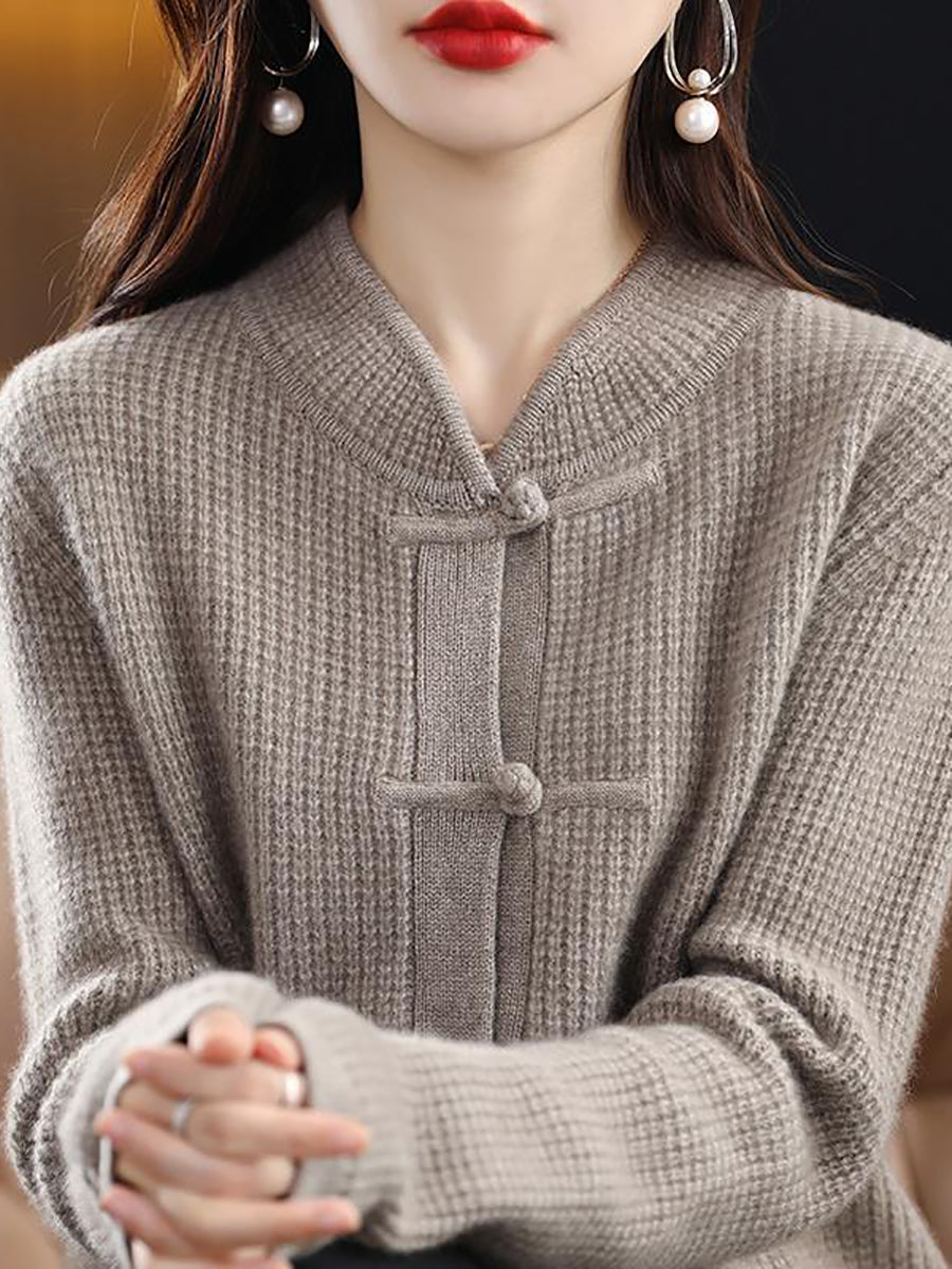 Pull en laine tricoté à col montant pour femmes