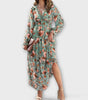 Robe Maxi à Manches Longues et Imprimé Floral pour Femmes