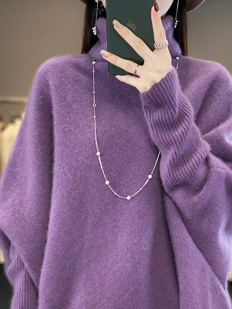 Pull Ample en Laine à Col Roulé pour Femme