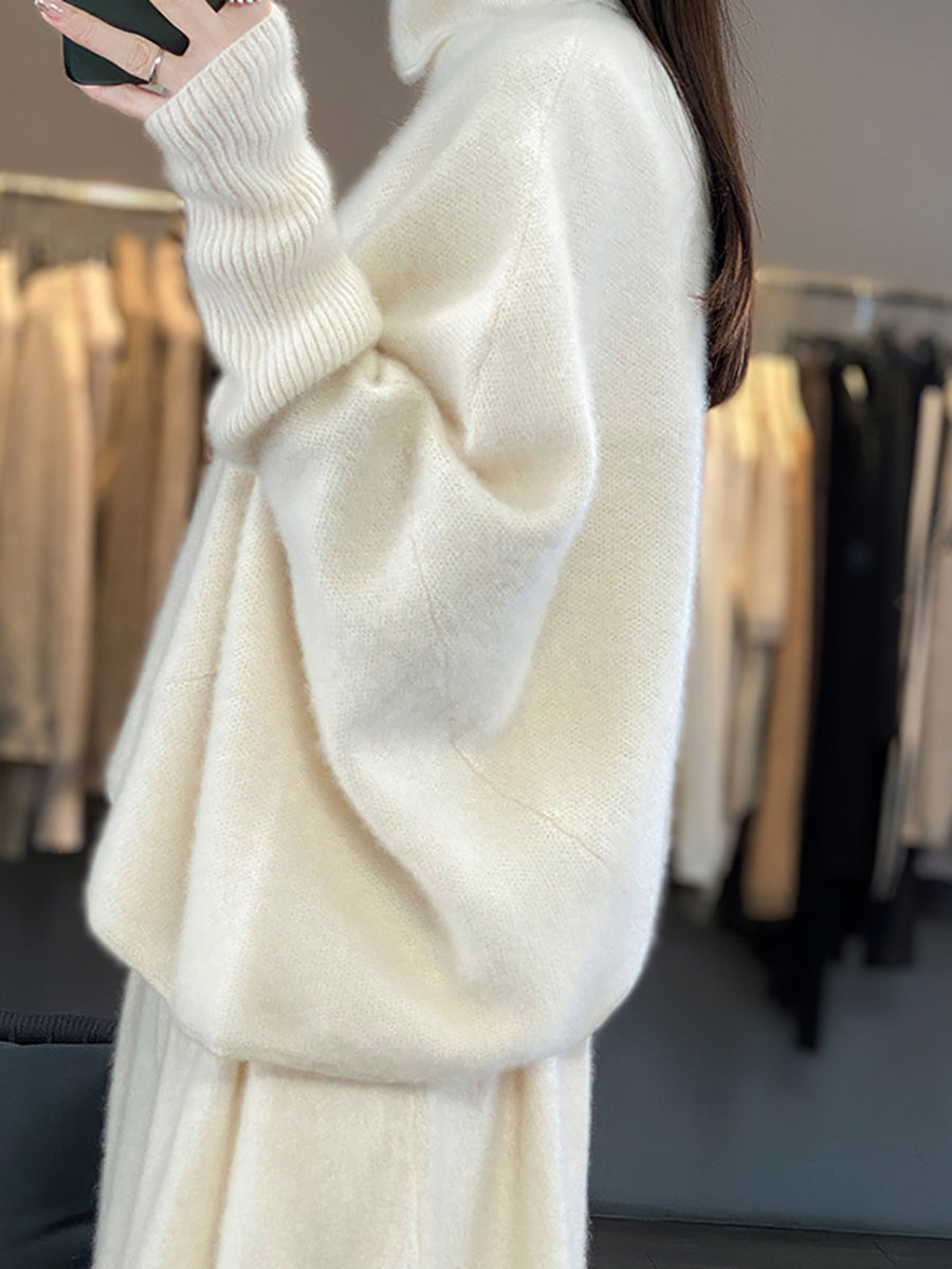 Pull Ample en Laine à Col Roulé pour Femme