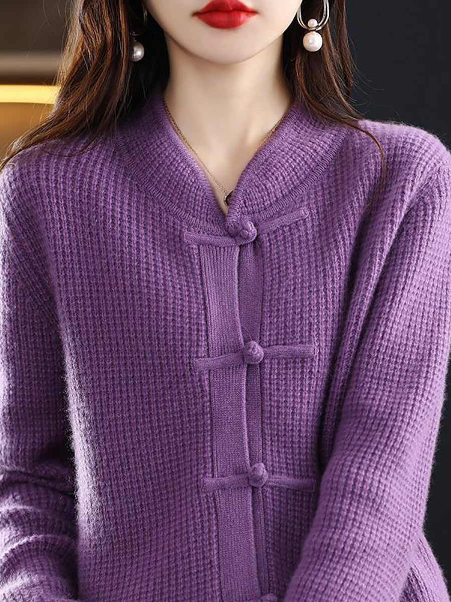 Pull en laine tricoté à col montant pour femmes