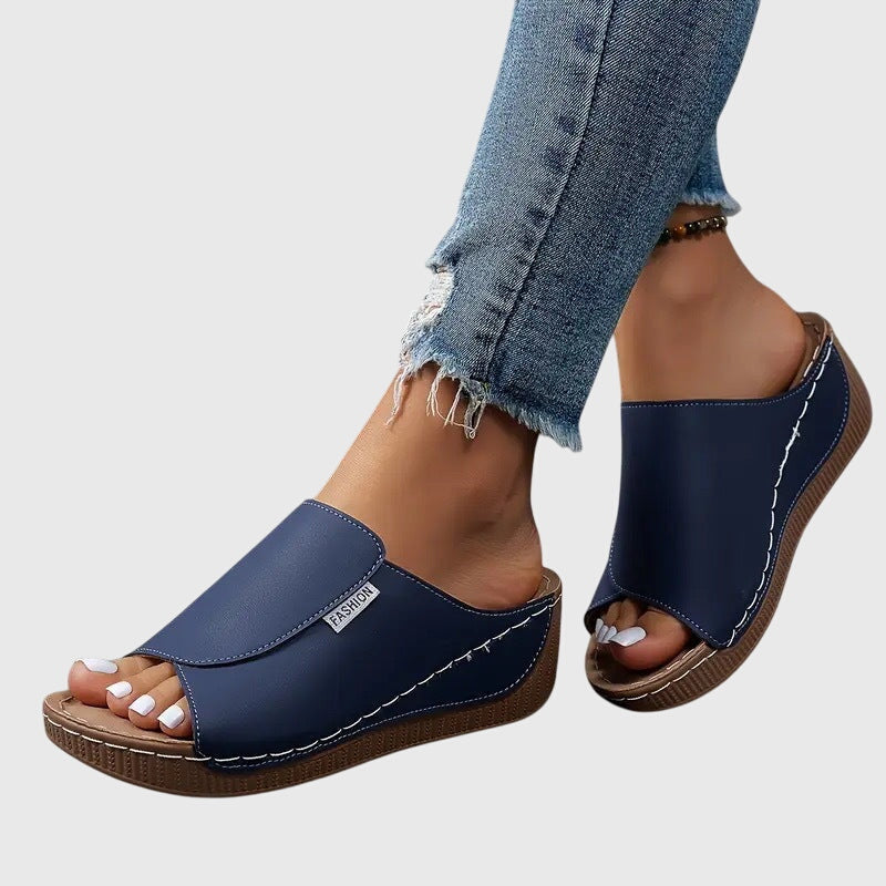 Sandales Confort Ouvertes à Semelle Compensée pour Femmes