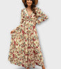 Robe Maxi à Manches Longues et Imprimé Floral pour Femmes