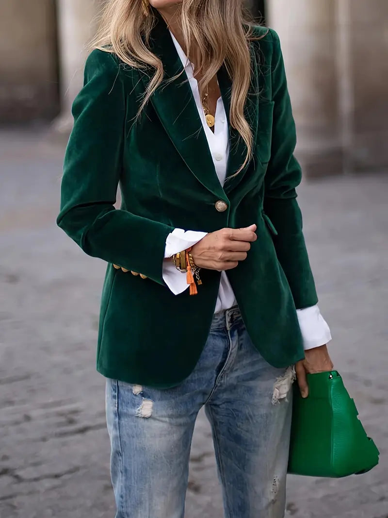 Blazer Féminin Élégant Boutons Dorés pour Femmes