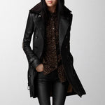 Manteau Motard Perfecto à Col Fourrure en Simili Cuir pour Femme