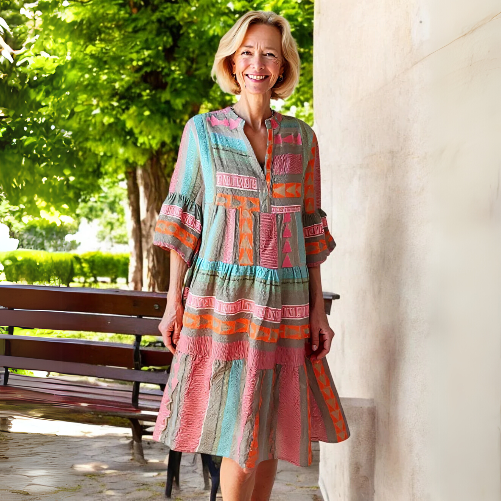 Robe mi-longue à imprimé pour femmes