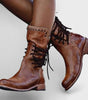 Bottine Haute à Lacets en Simili Cuir pour Femme