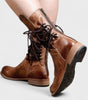 Bottine Haute à Lacets en Simili Cuir pour Femme