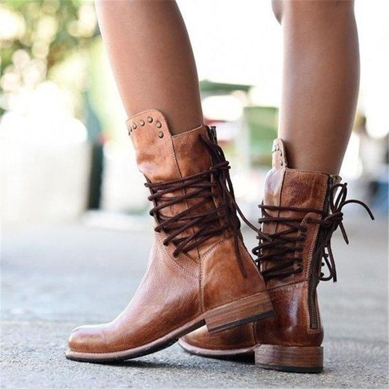 Bottines en Cuir à Lacets Élégantes pour Femmes