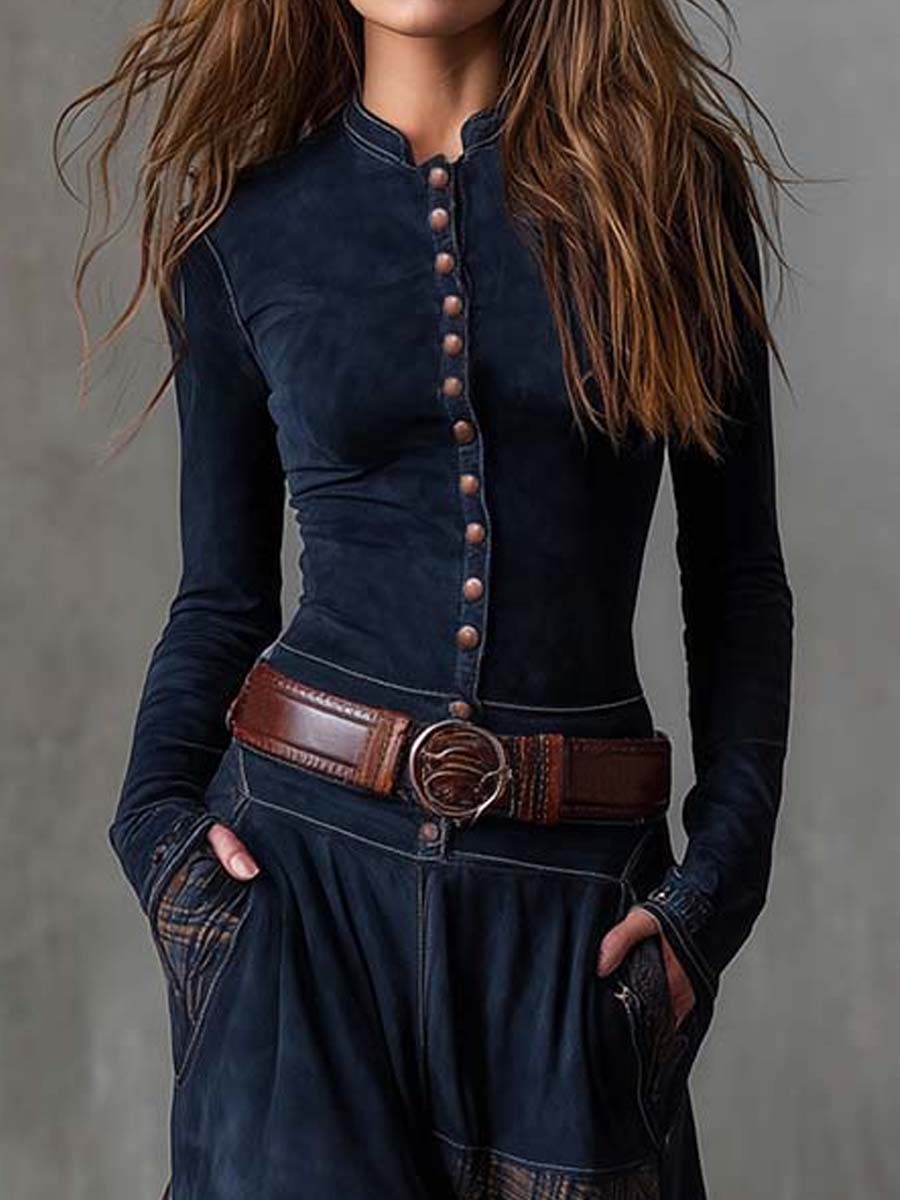 Robe Maxi en Suède Écologique à Patchworks pour Femmes