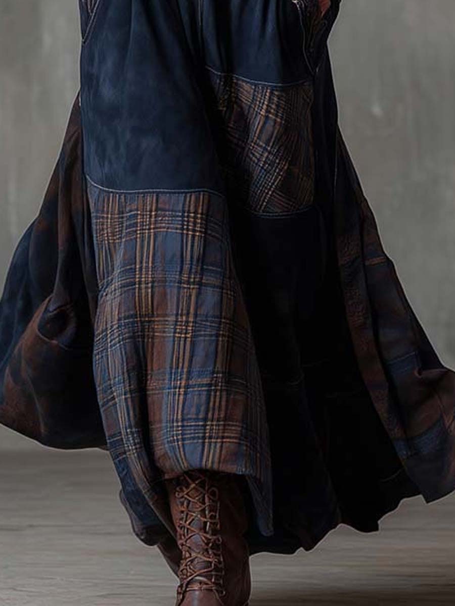 Robe Maxi en Suède Écologique à Patchworks pour Femmes