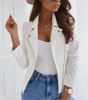 Veste en Cuir à Col Revers pour Femmes