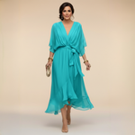 Robe Longue en Chiffon à Manches Chauve-Souris pour Femmes