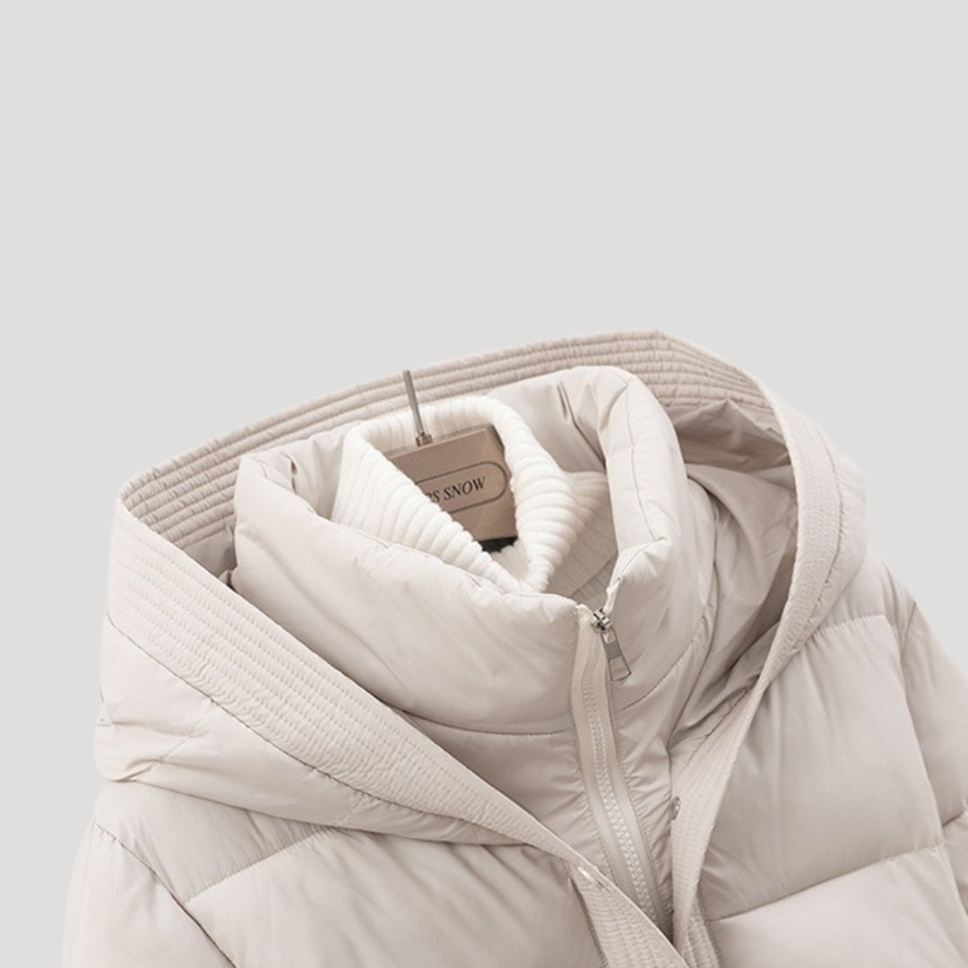 Veste Matelassée à Capuche et Ceinture pour Femmes