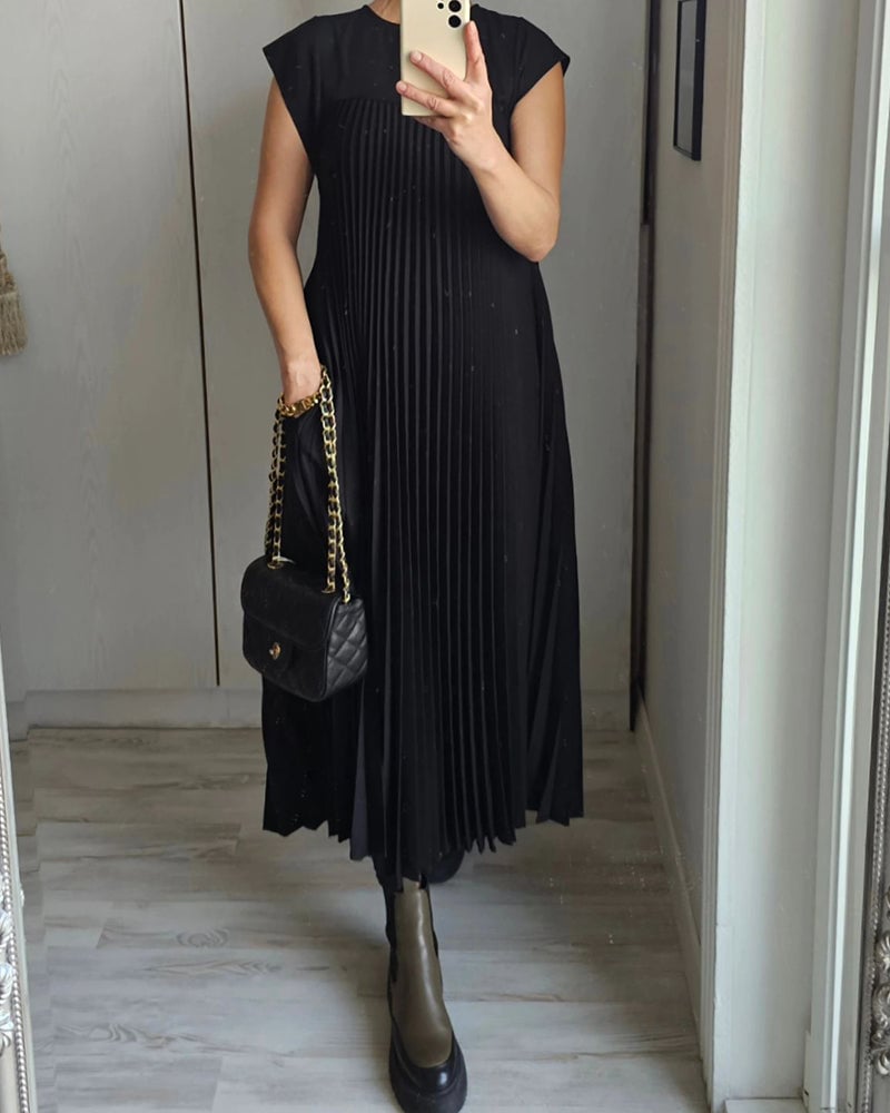 Robe Longue Plissée sans Manches pour Femme | Idéale pour le Quotidien