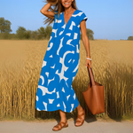 Robe Longue à Imprimé Géométrique pour Femme | Idéale pour l'Été