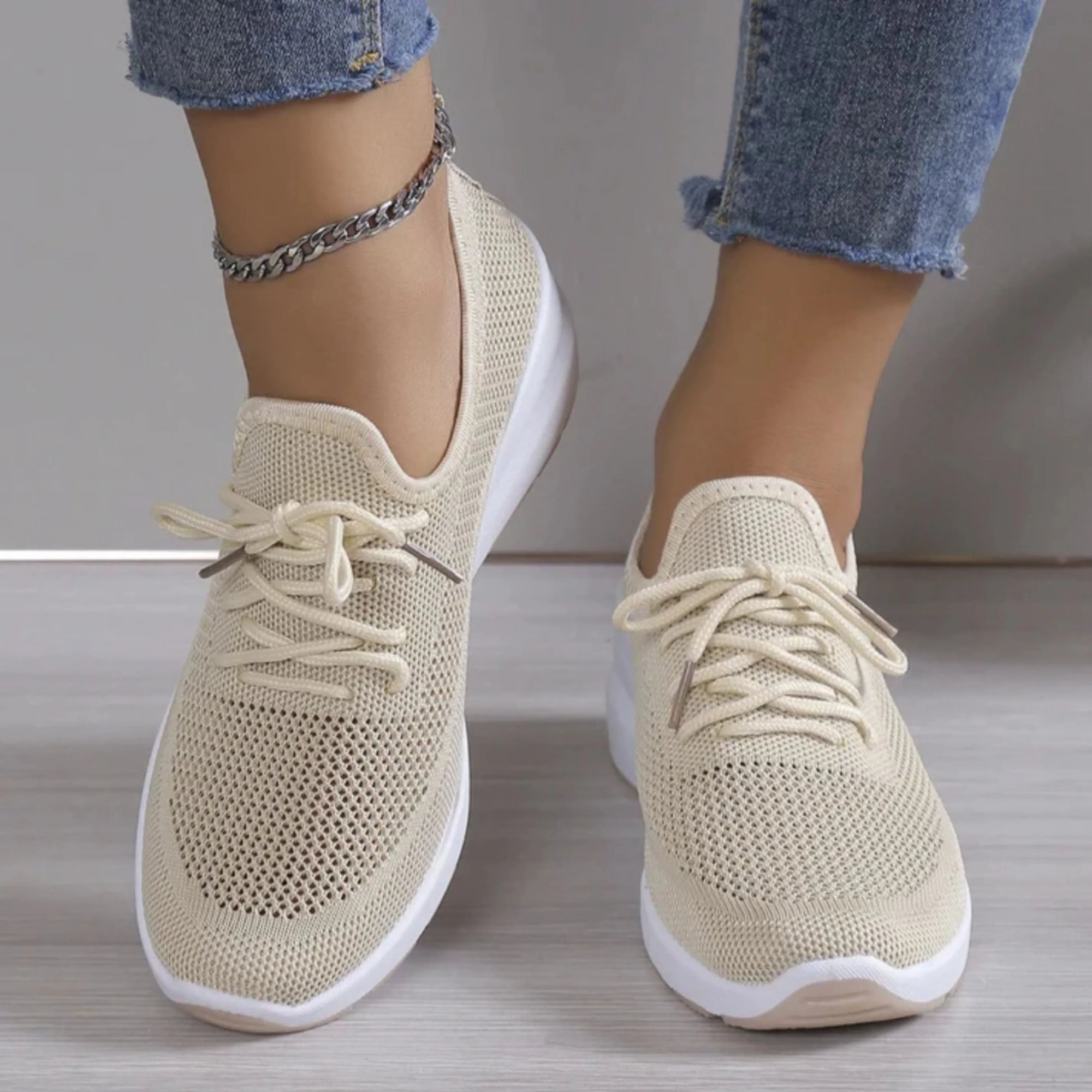 Basket Compensée Respirante en Maille pour Femme