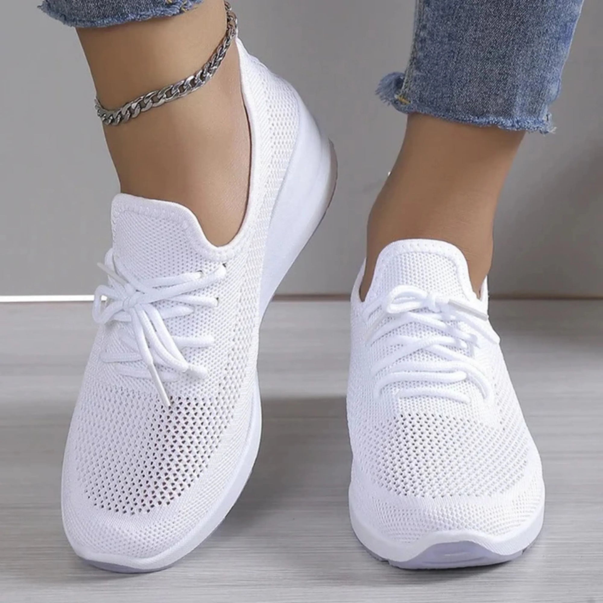Basket Compensée Respirante en Maille pour Femme