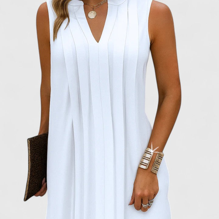 Robe midi sans manches à col en V pour femmes