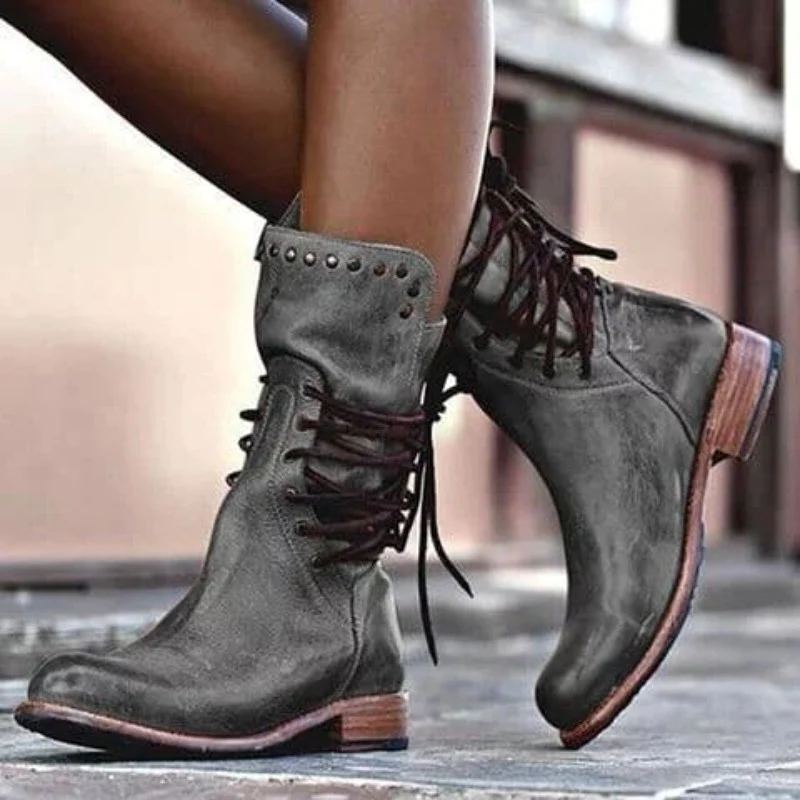 Bottines en Cuir à Lacets Élégantes pour Femmes