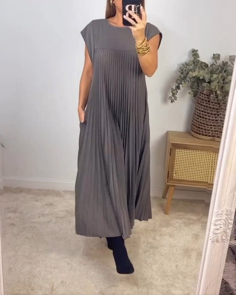 Robe Longue Plissée sans Manches pour Femme | Idéale pour le Quotidien