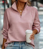 Pull Col Zippé Ample et Côtelé à Manches Longues pour Femme