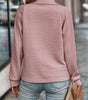 Pull Col Zippé Ample et Côtelé à Manches Longues pour Femme