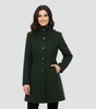 Manteau Boutonné à Col Montant pour Femmes