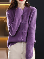 Pull en laine tricoté à col montant pour femmes