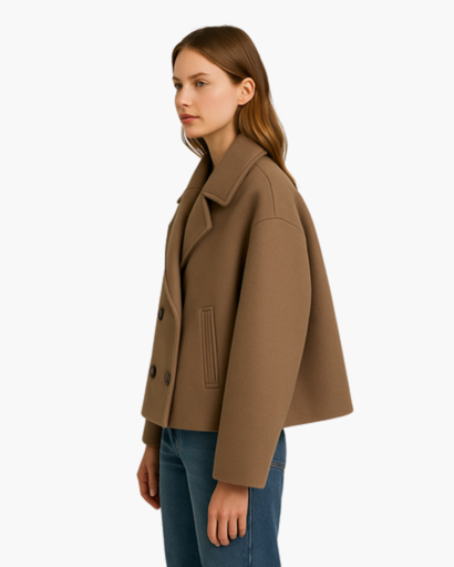 Veste Courte Chic à Double Boutonnage pour Femmes