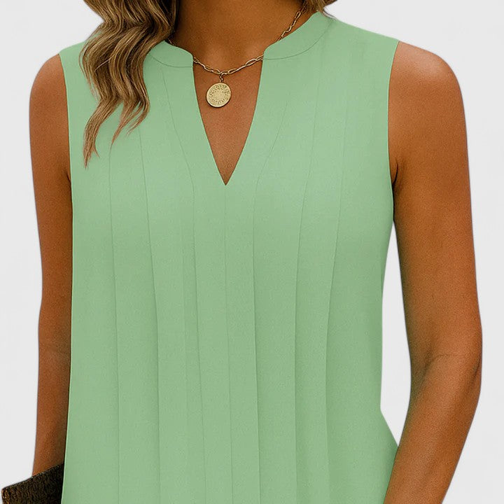 Robe midi sans manches à col en V pour femmes