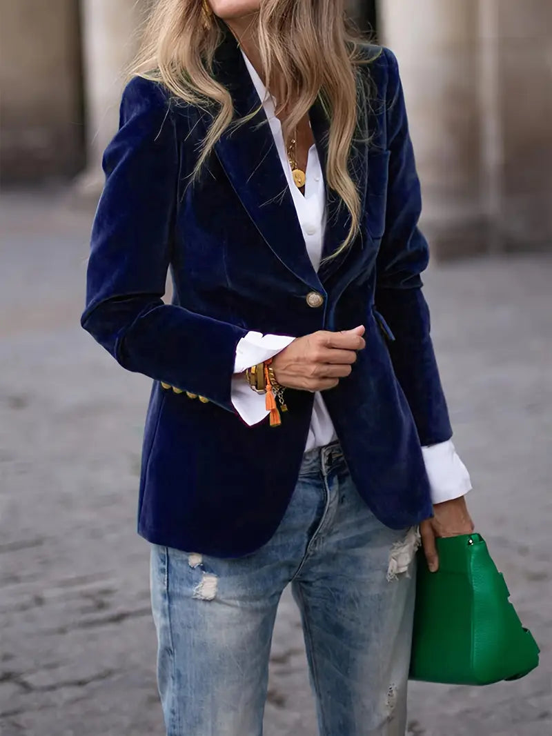 Blazer Féminin Élégant Boutons Dorés pour Femmes