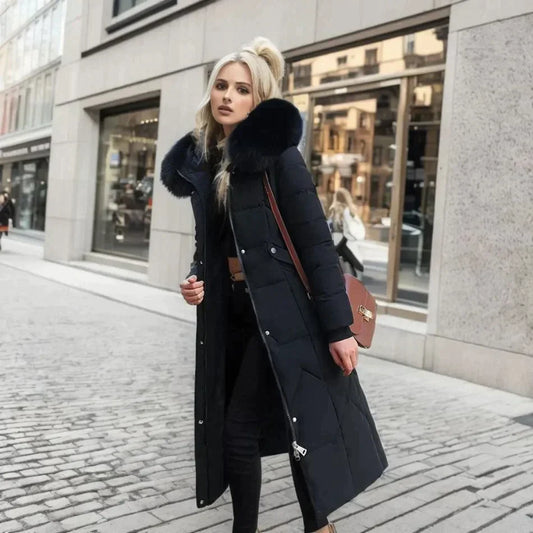Manteau Long avec Fausse Fourrure pour Femmes