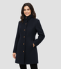 Manteau Boutonné à Col Montant pour Femmes