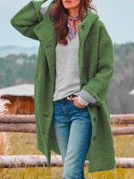 Manteau Long Casual à Pochette pour Femmes