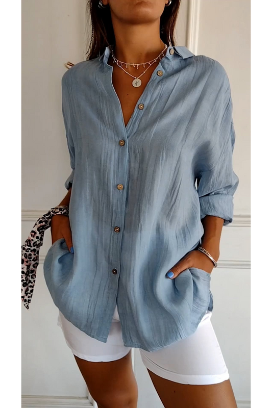 Chemise Longue à Col Revers pour Femme