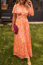 Robe Longue à Imprimé Fleuri et Taille Marquée pour Femme | Idéale pour l'Été