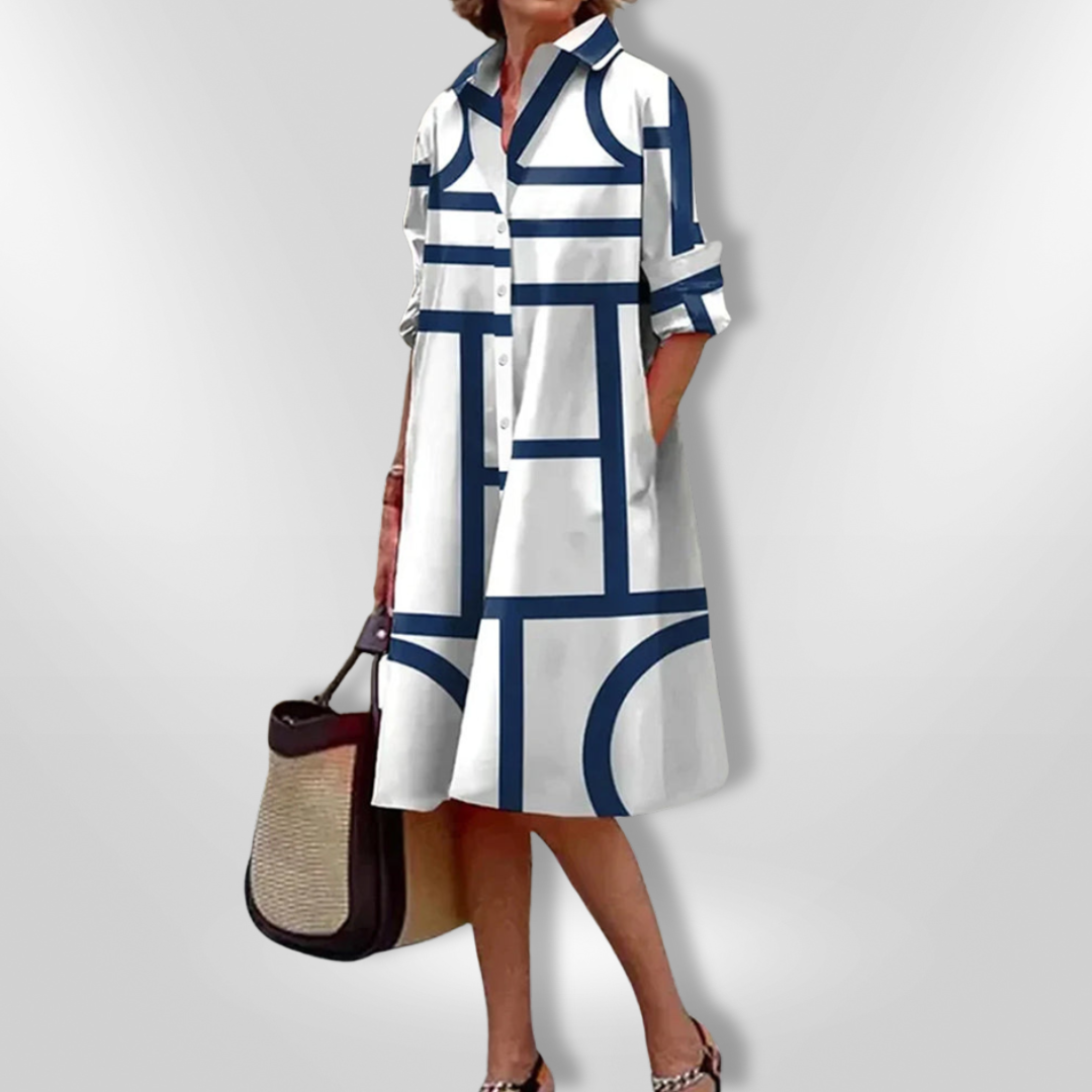 Robe Midi Motif Géométrique pour Femmes