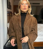 Trenchcoat en Suède Marron Oversize pour Femmes