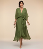 Robe Longue en Chiffon à Manches Chauve-Souris pour Femmes